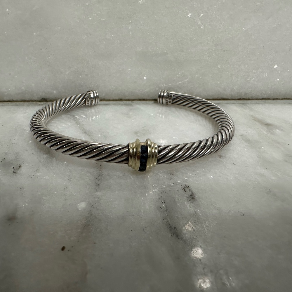 Elegant Silver and Gold Cable Cuff Bracelet
